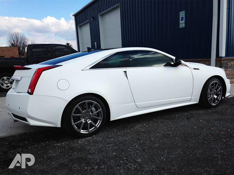 Matte White Cadillac CTS-V Wrap Right Side View