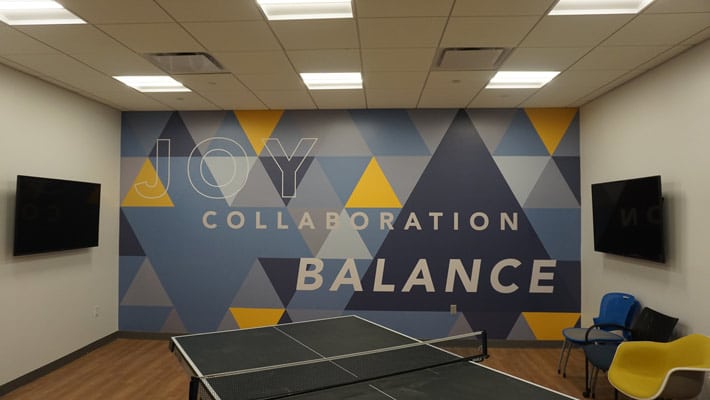 Office rebranding wall graphics in Baltimore Maryland