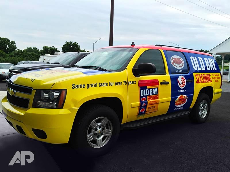 Old Bay Vehicle Wrap Left-Front Angle View