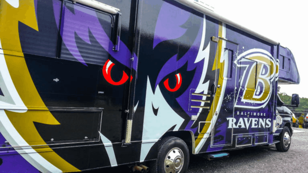 Baltimore Ravens themed vehicle wrap showcased with WJZ by AP Wraps