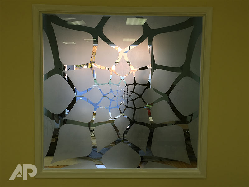 Razz Yoga studio front frosted window graphics custom design Baltimore