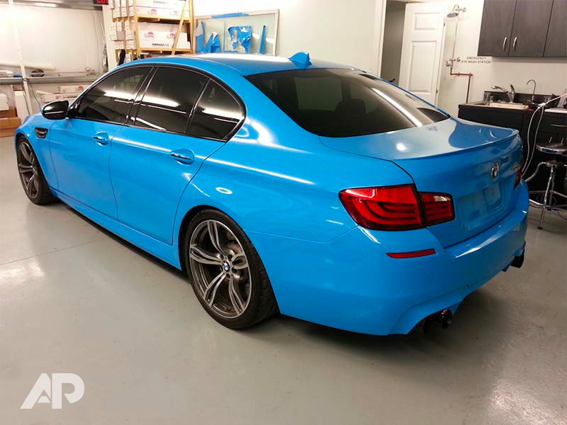 Riviera Blue BMW M5 Wrap Back-Left View