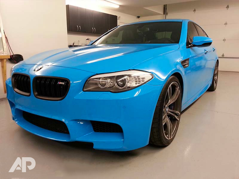 Riviera Blue BMW M5 Wrap Front-Left View