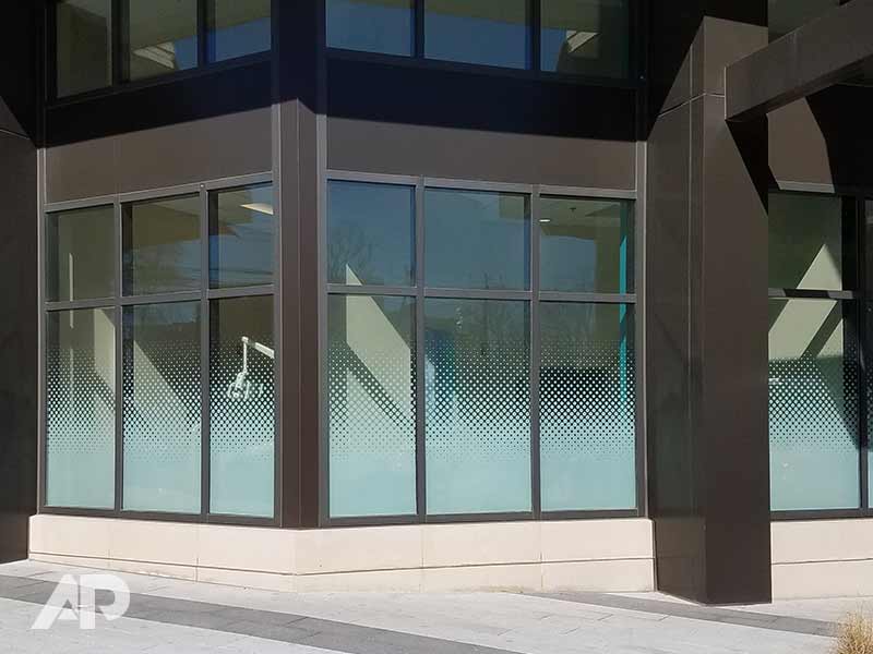 Sunshine Dental custom UV window film installation for privacy and branding