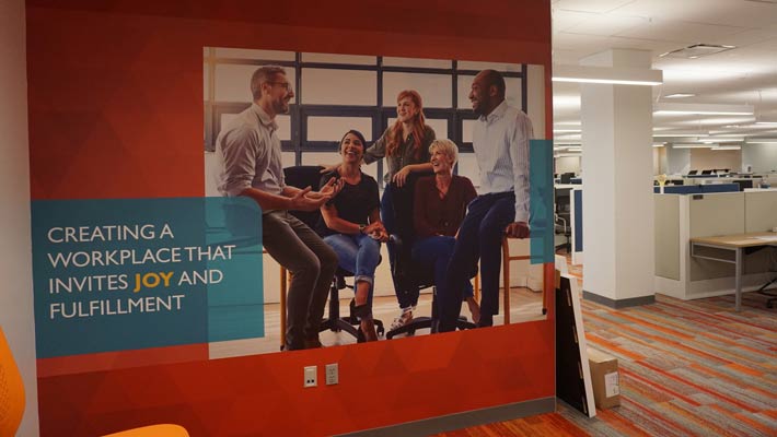 Modern wall graphics and murals in Baltimore showcasing 2020 design trends